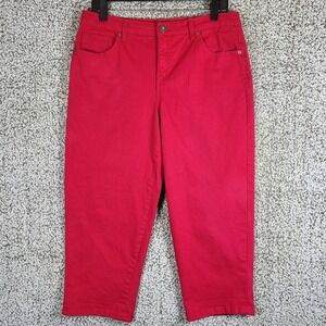 Style & Co Denim Red Capri Pants Size 12 Cotton Blend Casual Cropped